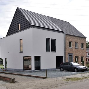 Nieuwbouwwoning in houtskelet afgewerkt met crépi